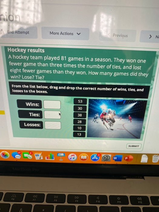 Solved nionu End Attempt More Actions Previous Σ Να Hockey