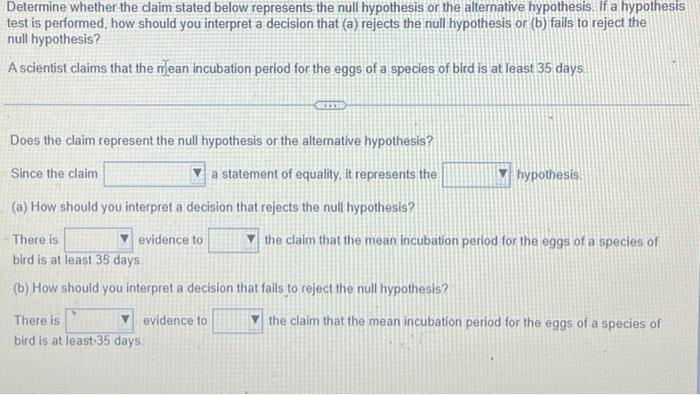 state a null hypothesis the marine biologists tested in this investigation