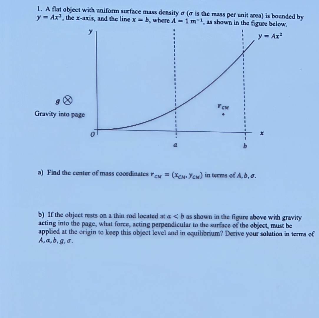 Solved A flat object with uniform surface mass density σ ( σ | Chegg.com