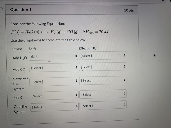Solved Question 1 10 pts Consider the following Equilibrium. | Chegg.com