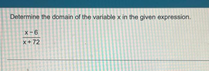 Solved Determine the domain of the variable x in the given | Chegg.com