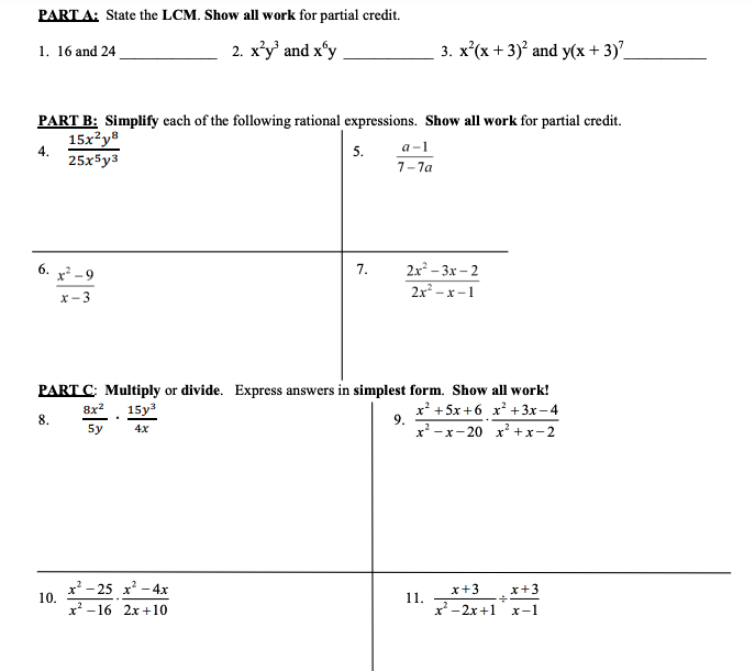 Partial Working For Math Solved PARTA: State the LCM. Show all work for partial | Chegg.com