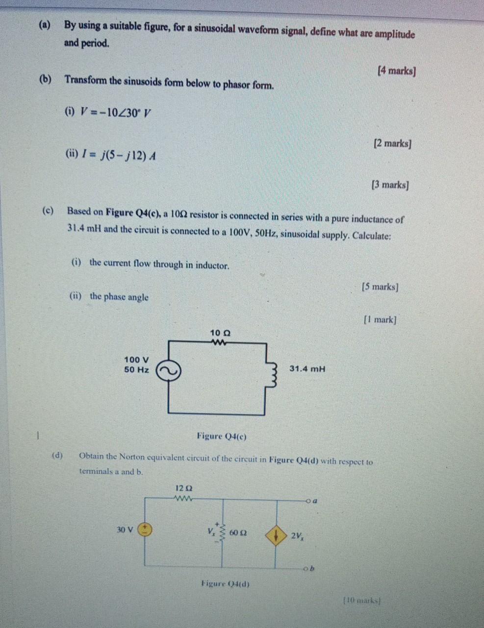 Solved By using a suitable figure, for a sinusoidal waveform | Chegg.com