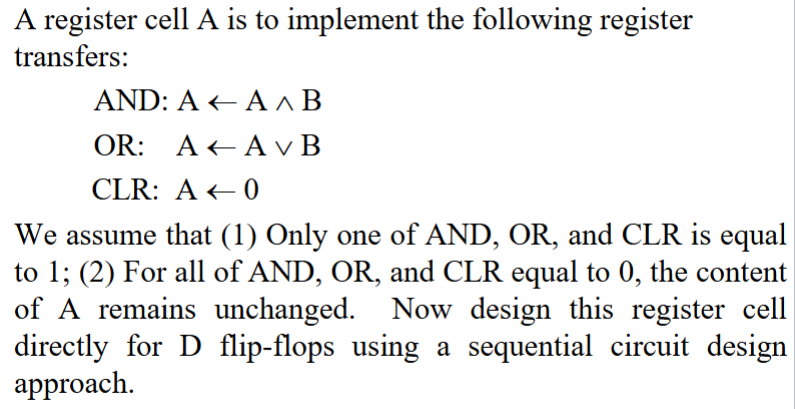 Solved A register cell A is to ﻿implement the following | Chegg.com
