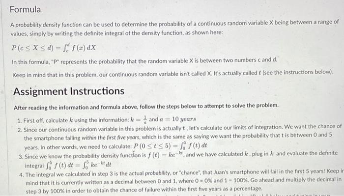 Solved Formula A probability density function can be used to | Chegg.com