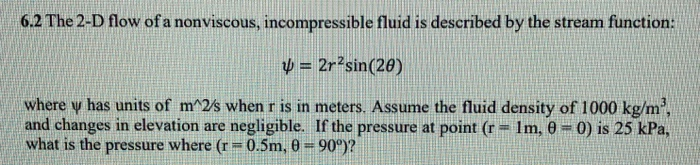 Solved: 6.2 The 2-D Flow Of A Nonviscous, Incompressible F ...