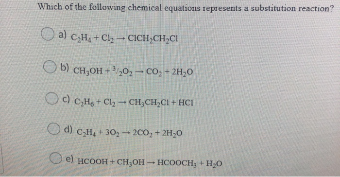 Solved Which of the following chemical equations represents