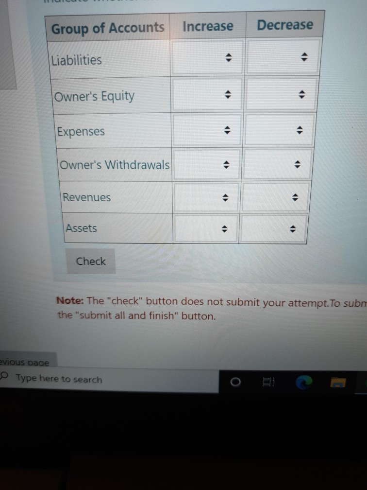 Solved Group of Accounts Increase Decrease > Liabilities N | Chegg.com