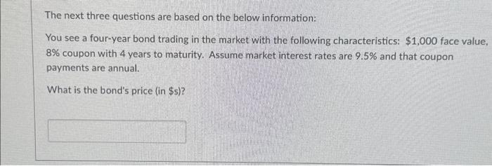 Solved The next three questions are based on the below | Chegg.com