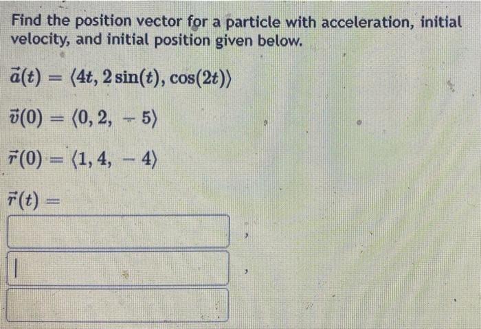 Solved Find the position vector for a particle with | Chegg.com