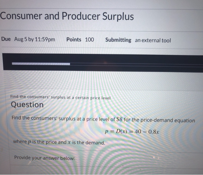 Solved Consumer And Producer Surplus Due Aug 5 By 11:59pm | Chegg.com