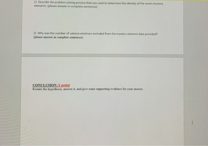1) Describe the problem solving process that you used | Chegg.com