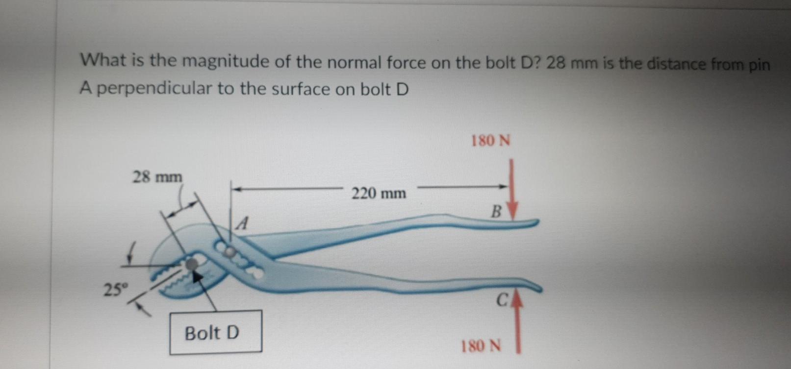 Solved What is the magnitude of the normal force on the bolt | Chegg.com