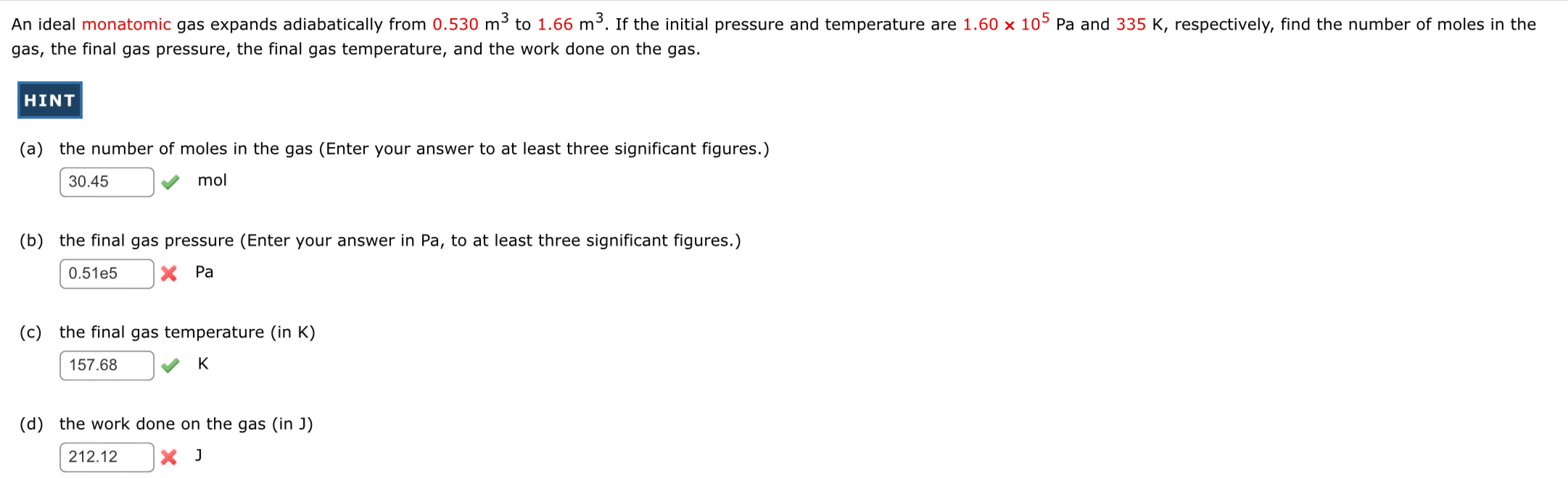 Solved gas, the final gas pressure, the final gas | Chegg.com