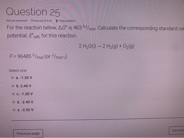 Solved Question 25 Not yet answered Points out of 8.33 P | Chegg.com