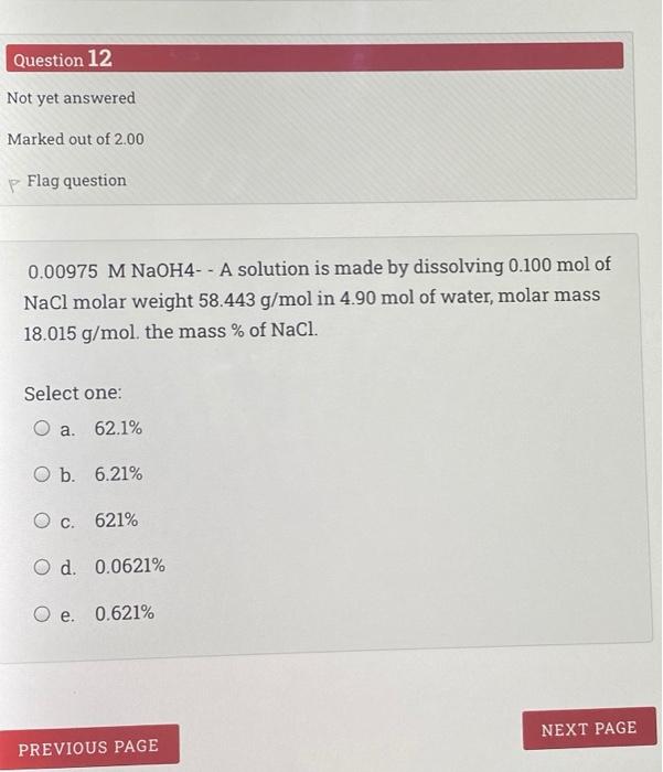 Solved Question 12 Not yet answered Marked out of 2.00 p | Chegg.com