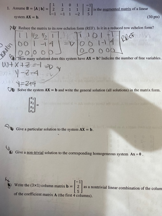 Solved 1. Assume B = Ab = [ 1 2 1-1 1 2 -1 0 1 1 1 1 -2 -1] | Chegg.com