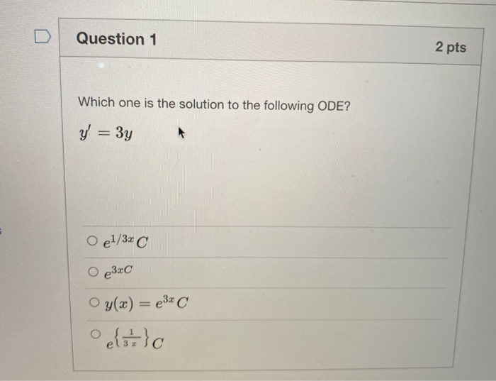 Solved Question 1 2 pts Which one is the solution to the | Chegg.com
