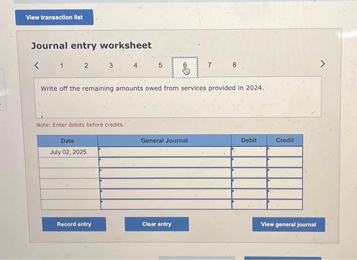 Solved Journal entry worksheet 5 6 Note: Enter debits before | Chegg.com