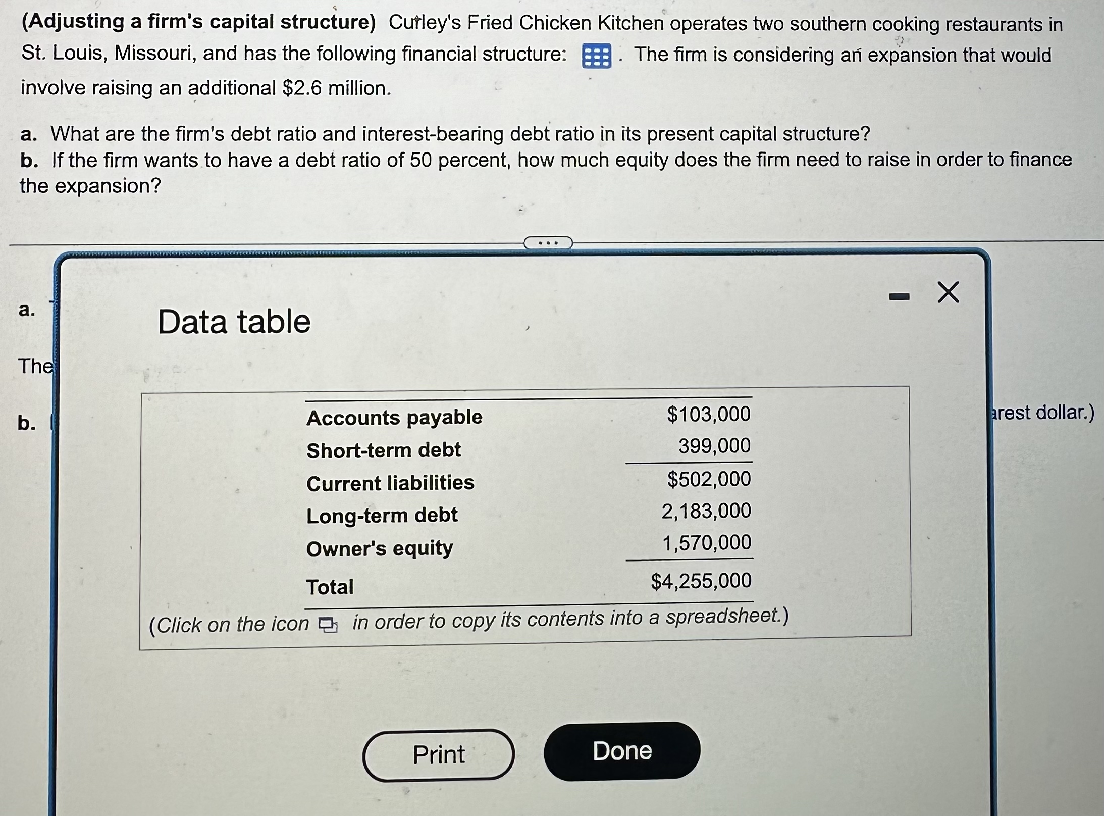 Solved (Adjusting A Firm's Capital Structure) ﻿Curley's | Chegg.com