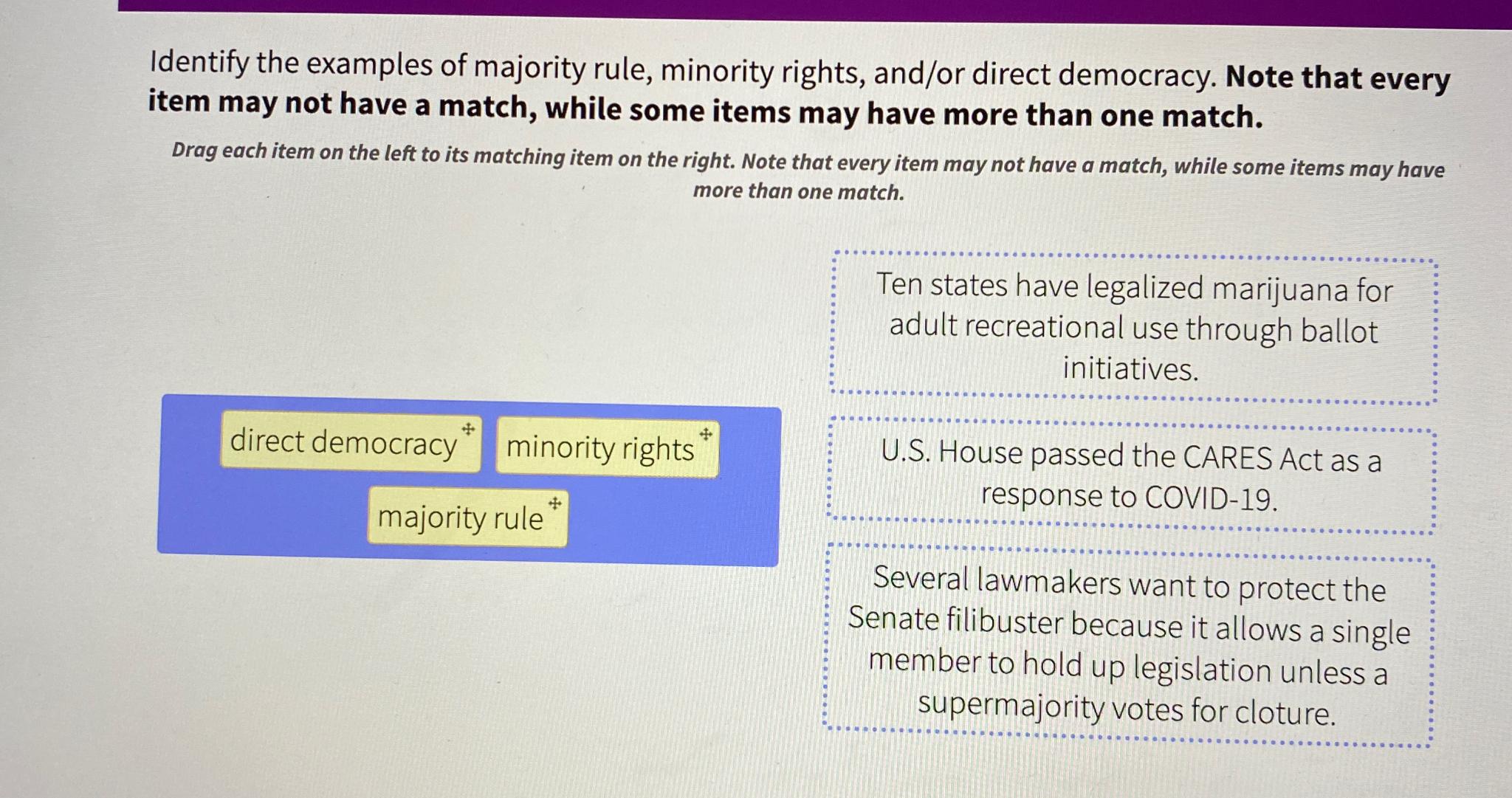 Solved Identify the examples of majority rule, minority