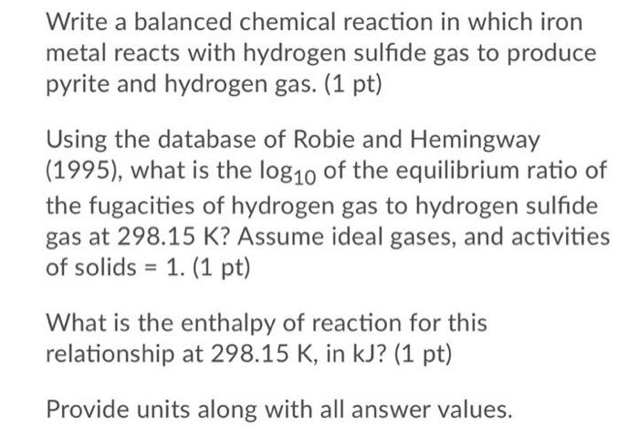 Solved Write A Balanced Chemical Reaction In Which Iron | Chegg.com