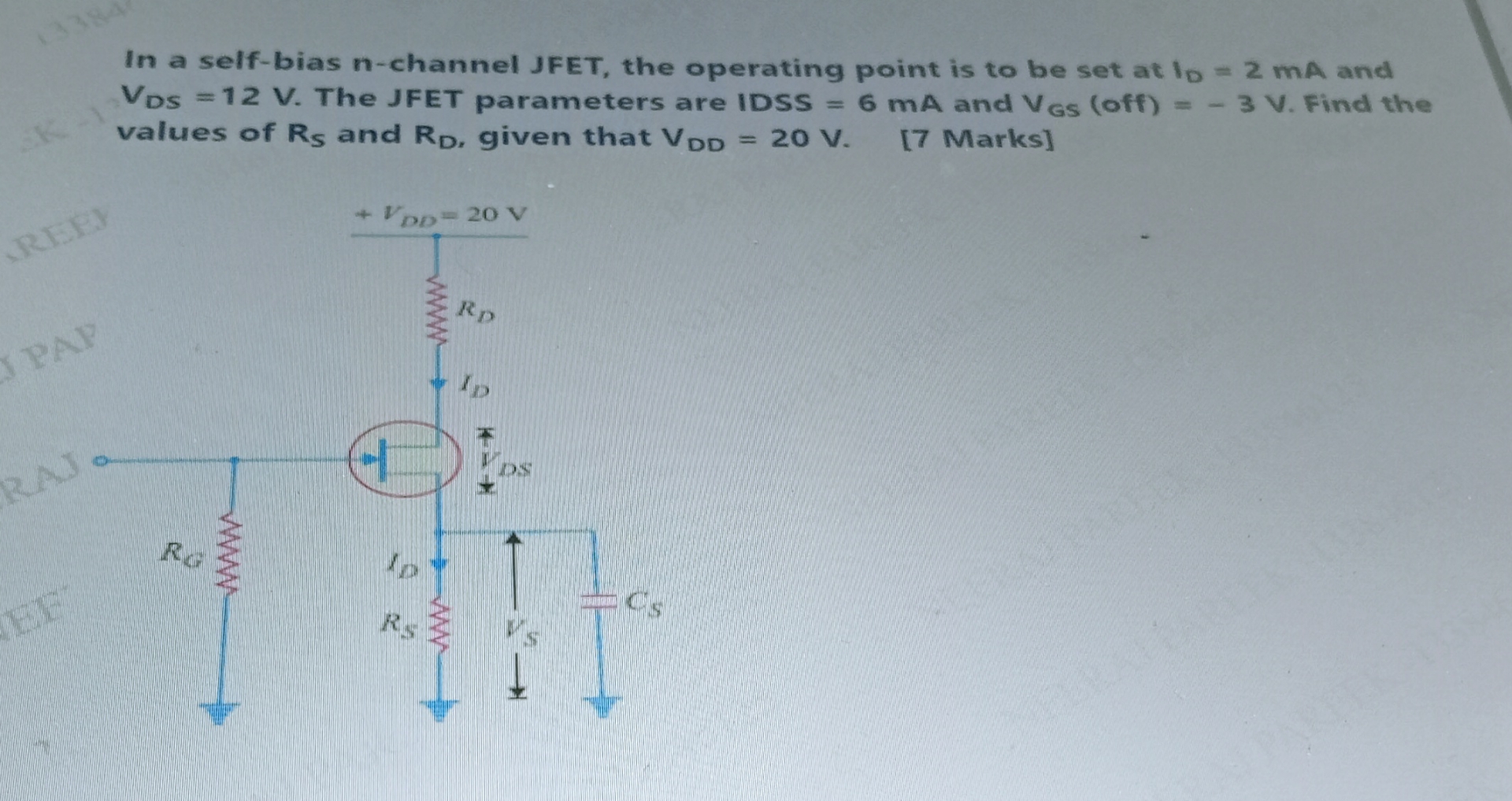 Solved In a self-bias n-channel JFET, the operating point is | Chegg.com