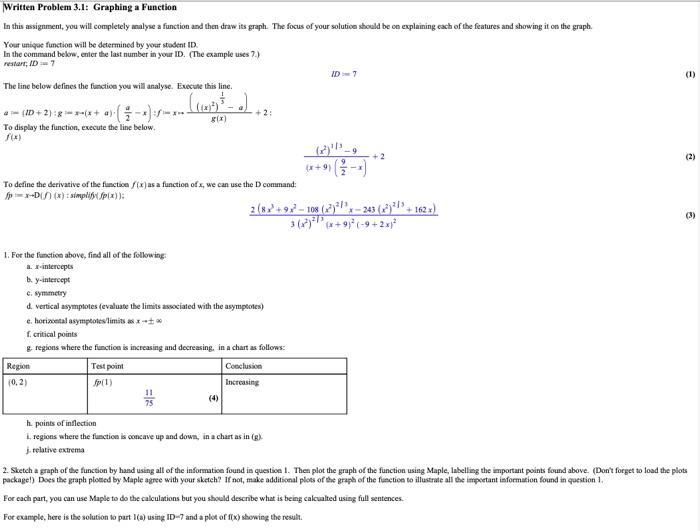Written Problem 3.1: Graphing a Function In this | Chegg.com
