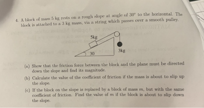 Solved 4. A Block Of Mass 5 Kg Rests On A Rough Slope At | Chegg.com