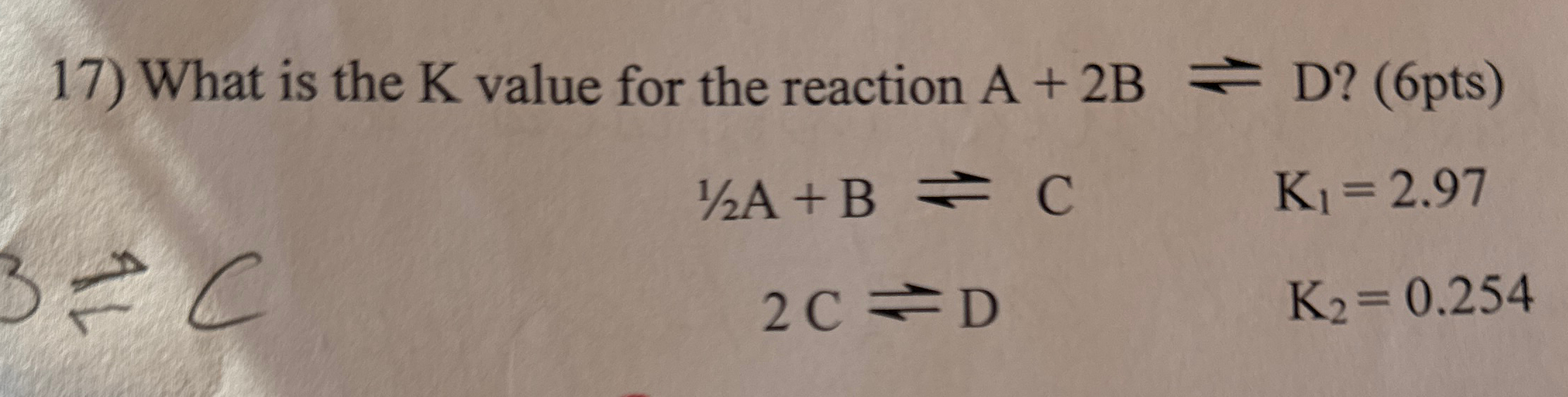 Solved What is the K ﻿value for the reaction | Chegg.com