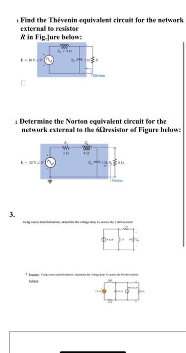 Solved 1 Find The Thvenin Equivalent Circuit For The Ne