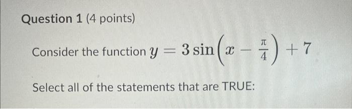 Solved Question 1 (4 points) Consider the function | Chegg.com
