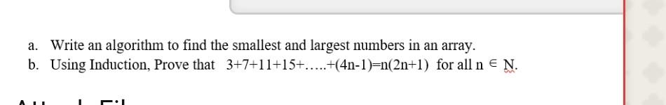 Solved a. Write an algorithm to find the smallest and | Chegg.com