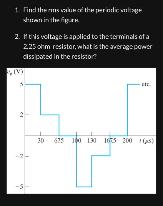 Solved 1. Find the rms value of the periodic voltage shown | Chegg.com