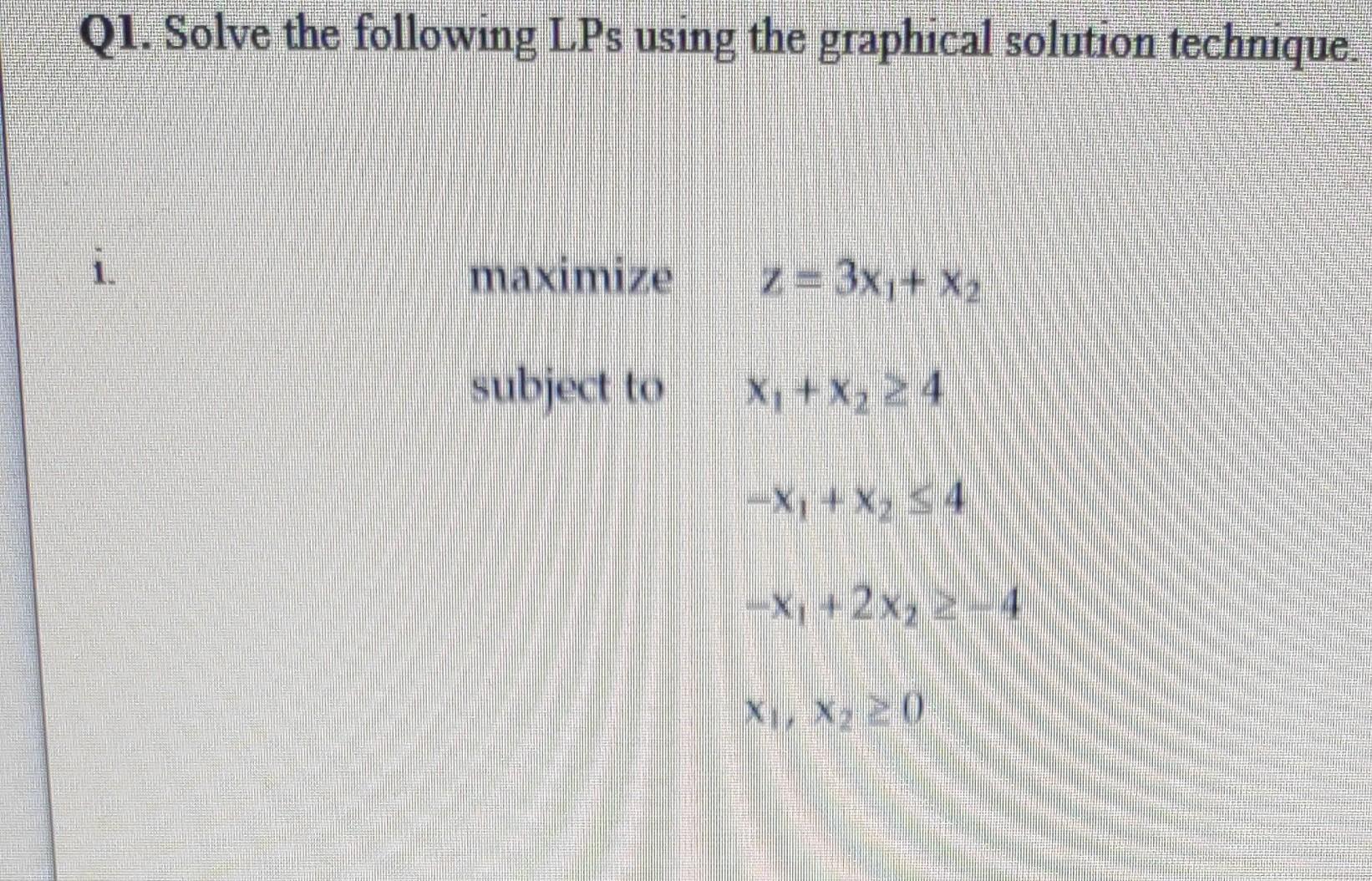 Solved Q1. Solve the LPs the | Chegg.com