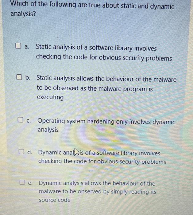 Solved Which of the following are true about static and | Chegg.com