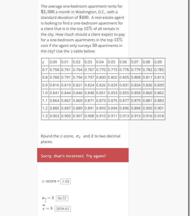 Solved The average one-bedroom apartment rents for $2,000 a | Chegg.com