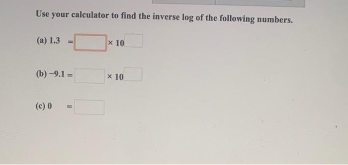 Solved Use your calculator to find the inverse log of the | Chegg.com