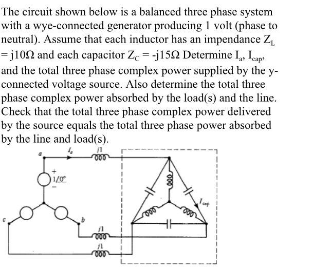 Solved The circuit shown below is a balanced three phase | Chegg.com