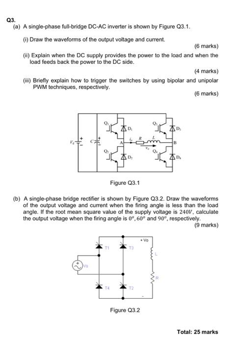 Q3. (a) A Single-phase Full-bridge DC-AC Inverter Is | Chegg.com