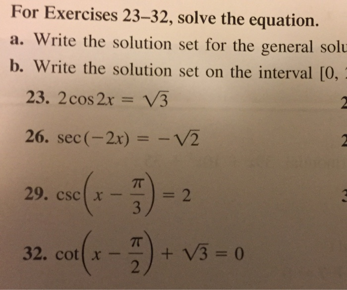 Solved For Exercises 13–18, solve the equation a. over the | Chegg.com