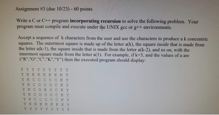 Solved Assignment #3 (due 10/23) - 60 points Write a C or | Chegg.com