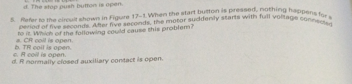 Solved d. ﻿The stop push button is open.5. ﻿Refer to the | Chegg.com