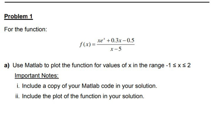 Solved someone help write me a MATLAB code for the function | Chegg.com