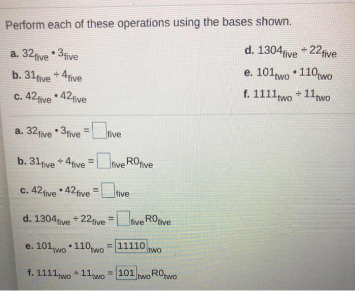Solved Perform each of these operations using the bases | Chegg.com