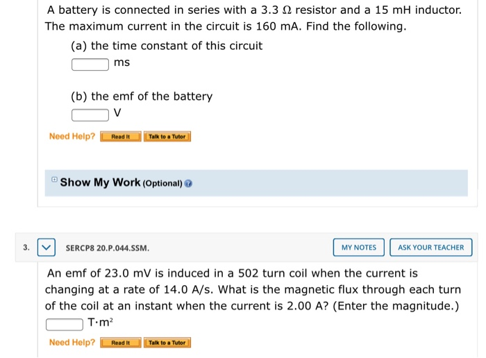 Solved A battery is connected in series with a 3.3.2