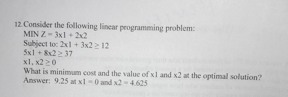 Solved Consider The Following Linear Programming Problem: | Chegg.com