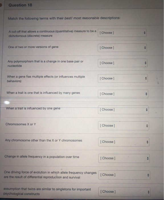 Solved Question 18 Match the following terms with their | Chegg.com