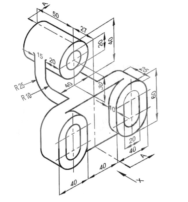 Solved Using autocad draw only the left side view, with out | Chegg.com