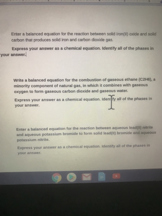 Solved Enter a balanced equation for the reaction between